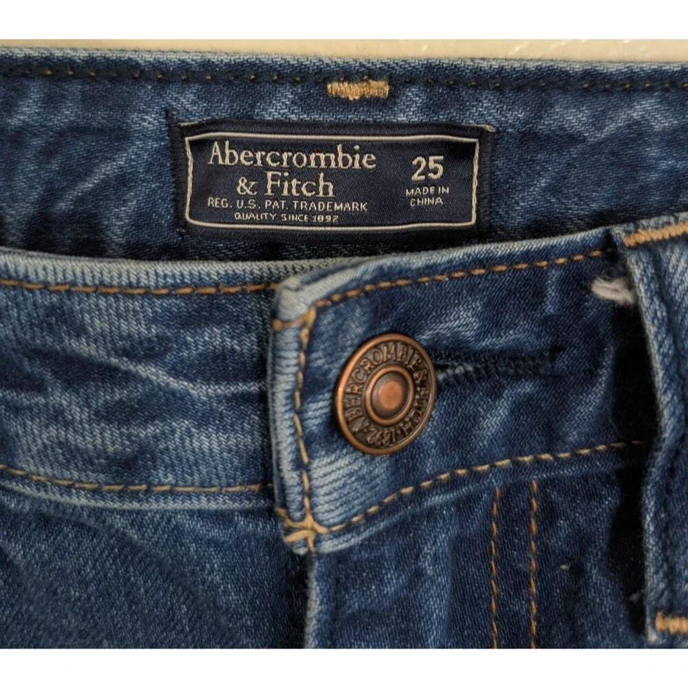 Abercrombie & Fitch Denim Mini Skirt Raw Hem Cotton Y2K Western Size 25